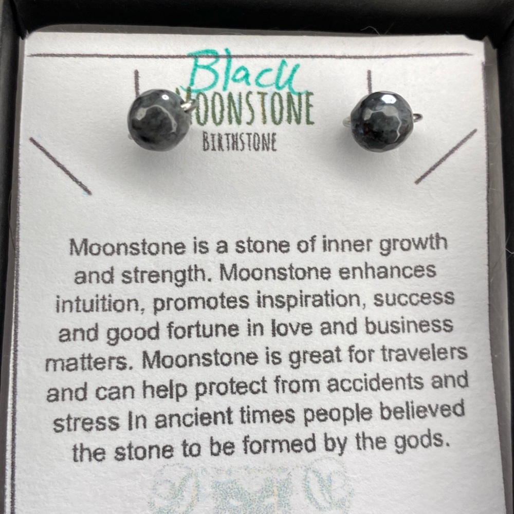 Black Moonstone Simple 6mm stainless steel Wire Post earrings.